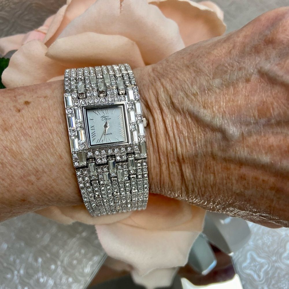 Suzanne Somers Rhinestone Encrusted Glamourous Dress Watch